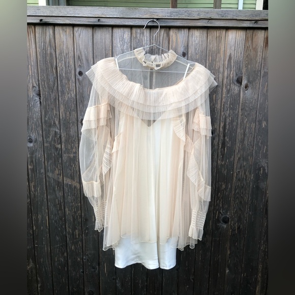 Tops - Tulle and silk combo tunic